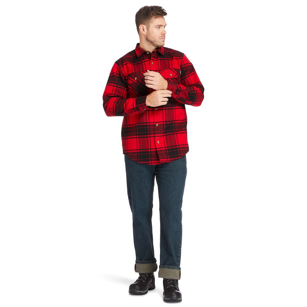 Timberland Πουκαμισα Ανδρικα Κοκκινα/Μαυρα - Pro® Woodfort Heavyweight Flannel Work - Greece 9314652